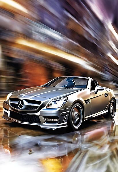Mercedes Benz SLK convertible splash art by kevin gorter