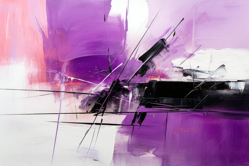 Abstract Block Party: Zeitloser Wandzauber in Pfirsich, Violett, Schwarz und Weiß von Shine by Nous