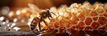 Bij honing panorama de ultieme bijen foto van Digitale Schilderijen