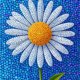 Margerite in leuchtender Punktmalerei von May
