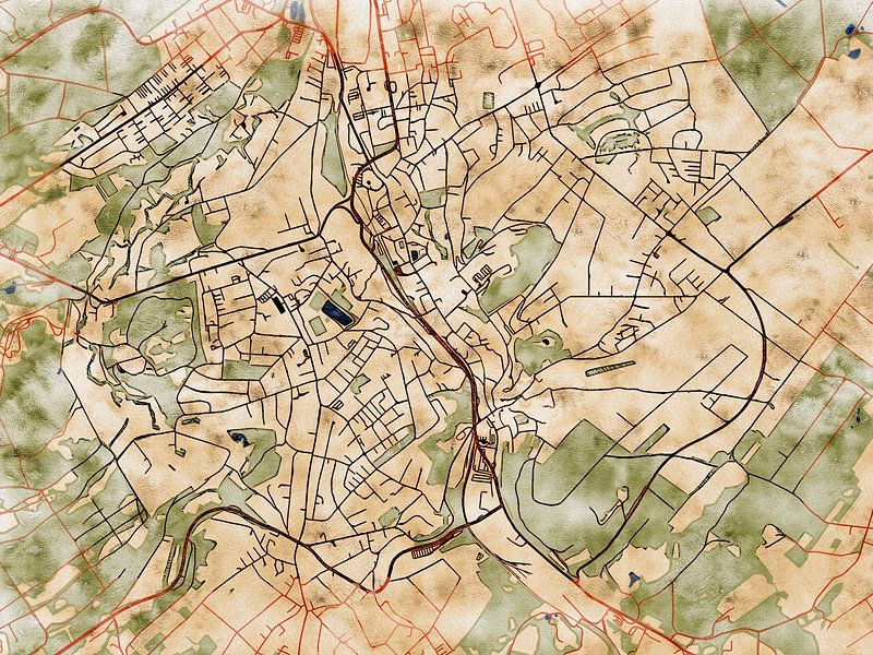 Map of Stolberg (Rheinland) with the style 'Serene Summer' by Maporia