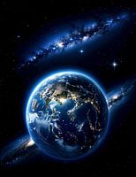 Earth with galaxy