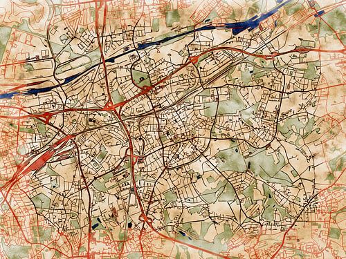 Kaart van Herne in de stijl 'Serene Summer'