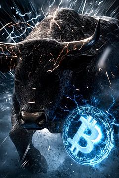 Stiermarkt met Bitcoin-symbool van Poster Art Shop
