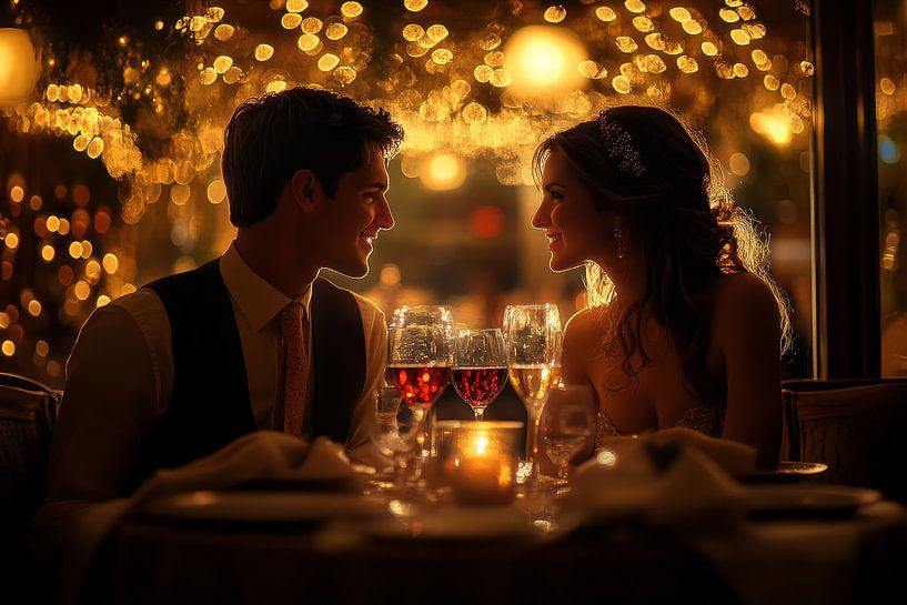 Romantisches Abendessen in einem eleganten Restaurant von Egon Zitter