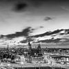 Panorama: Scenic view over Amsterdam (black and white) by John Verbruggen