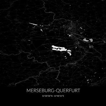 Schwarz-weiße Karte von Merseburg-Querfurt, Sachsen-Anhalt, Deutschland. von Rezona