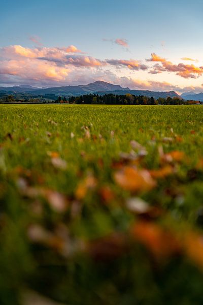 autumn sunset over the Grünten mountain by Leo Schindzielorz