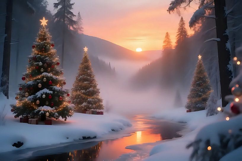 Winterliche Idylle mit Lichterglanz von Jean Pierre