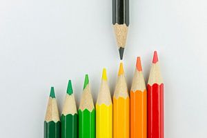 Conceptuele kleurpotloden als energielabel kleuren