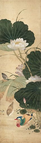Chen Mei,Lotus et Canard Mandarin, Oiseaux et Fleurs Chinois Schi