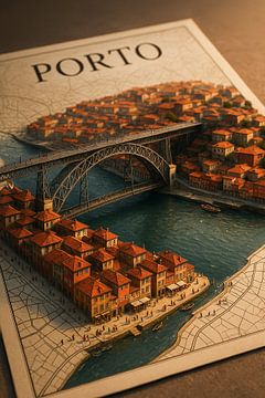 Diorama du district de Porto Ribeira - Portugal Wine Region Print sur Travel Shop