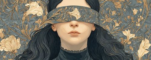 Femme Fleurs | Portrait abstrait de femme avec des fleurs