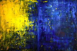 Abstrakte Komposition in Blau und Gelb von Art & Soul Creations
