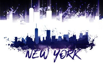 Graphic Art NYC Skyline Splashes | purple by Melanie Viola