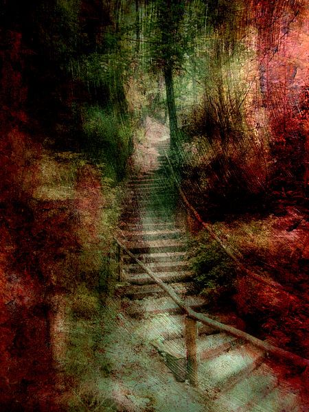 Der Weg nach oben - romantische Treppe von Claudia Gründler