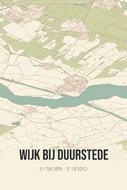 Vintage landkaart van Wijk bij Duurstede (Utrecht) van Stad & Wand