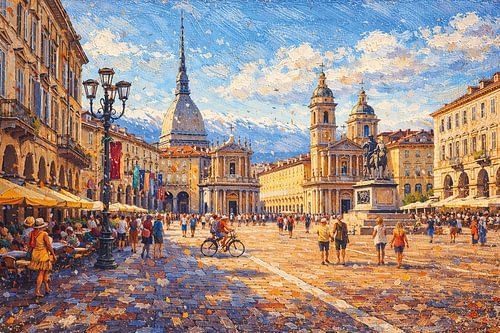 Turijn in Italië, een impressionistisch schilderij.