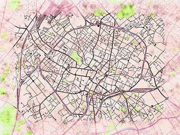 Kaart van Tourcoing in de stijl 'Soothing Spring' van Maporia