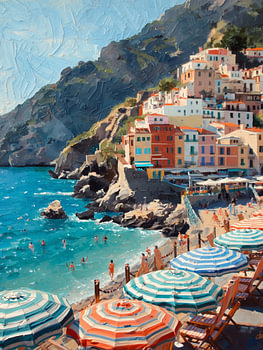 Italian Coast Oil Painting