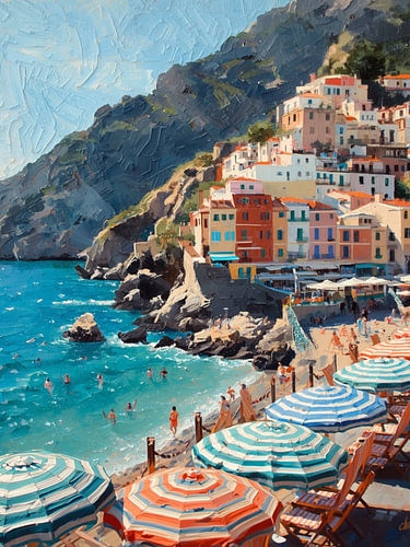 Olieverfschilderij van de Italiaanse kust