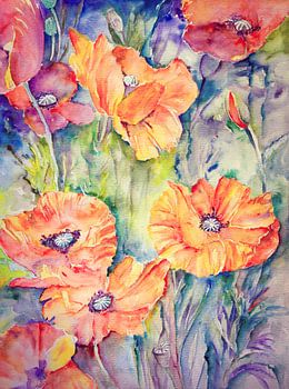 Sommerschönheiten... Mohnblumen (Aquarell)