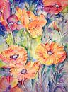 summerbeauties... poppies ( aquarel) van Els Fonteine thumbnail