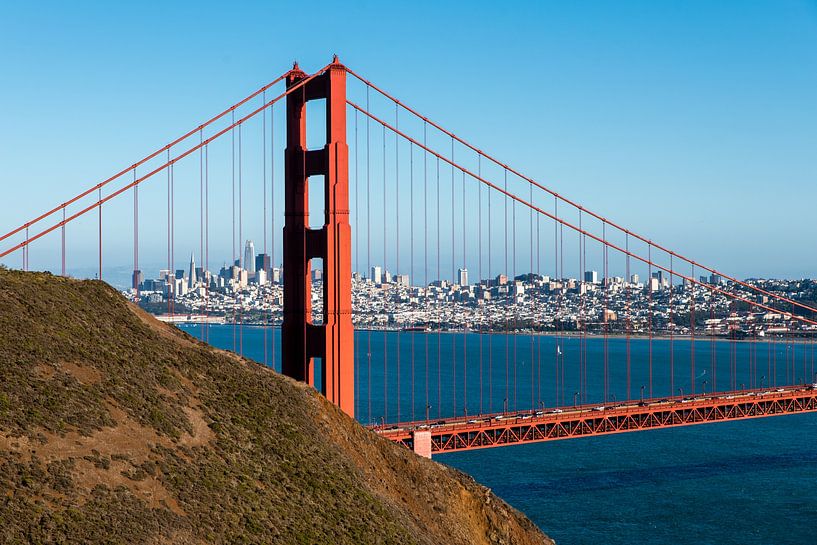 Golden Gate Bridge with San Francisco Skyline California USA by Dieter Walther