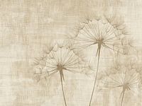 Peinture à la fleur beige