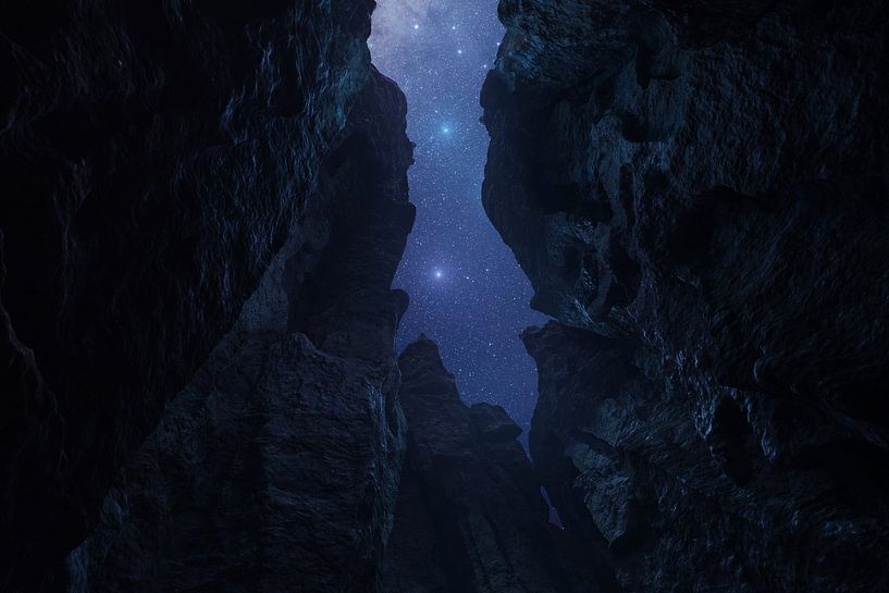Sternenhimmel über Spalt einer Höhle von Besa Art