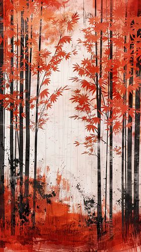 Bamboe bos in warme kleuren