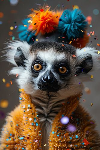 Maki in disco-outfit viert een grappige jaren 60-70 verjaardag