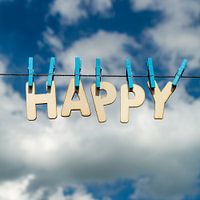 Happy on the clothesline