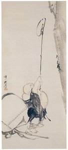 Kawanabe Kyōsai - Hotei fängt eine Zikade