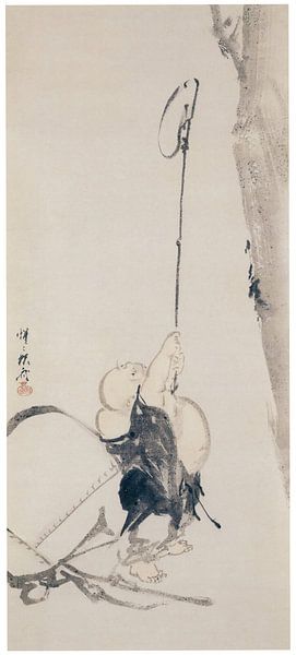 Kawanabe Kyōsai - Hotei fängt eine Zikade von Peter Balan