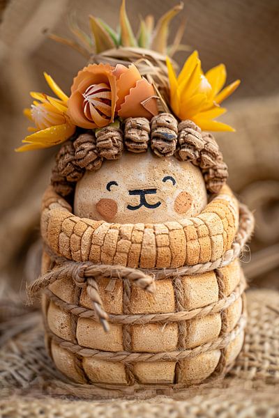 Statue de lion avec couronne de fleurs, faite à la main par Art & Soul Creations