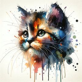 Colorful Kitten Portrait by Chromatic Fusion Studio