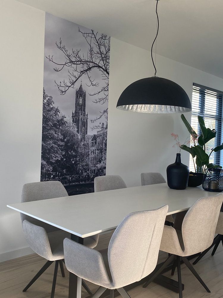 The Dom and Oudegracht in autumn (black and white)  by André Blom 