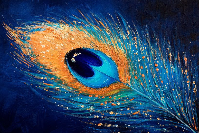 Peacock feather in bright colours by Poster Art Shop