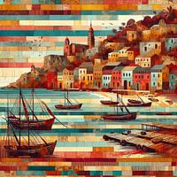 Collage der Farben der Ile de Gorée im Senegal