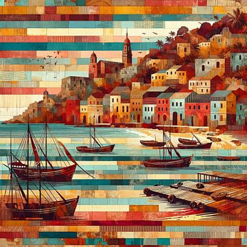 Collage de kleuren van Ile de Gorée in Senegal van Lois Diallo