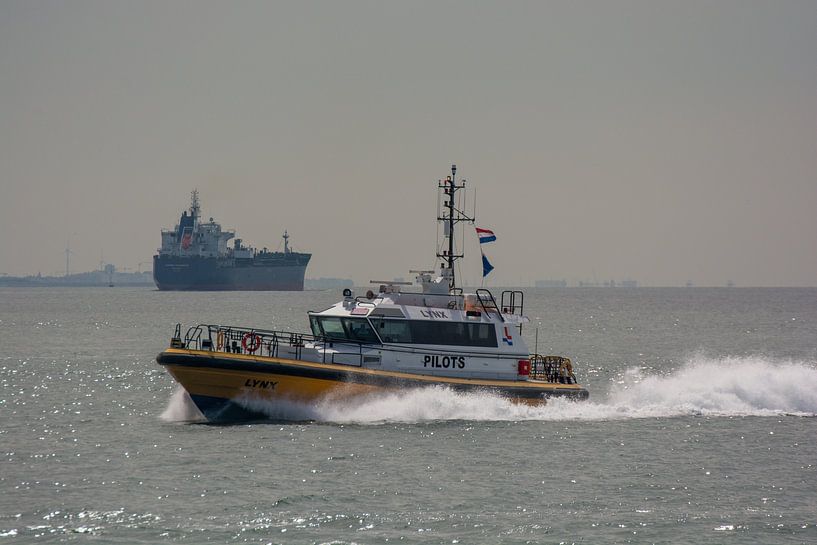 Loodstender opweg naar een zeeschip bij Vlissingen. van scheepskijkerhavenfotografie