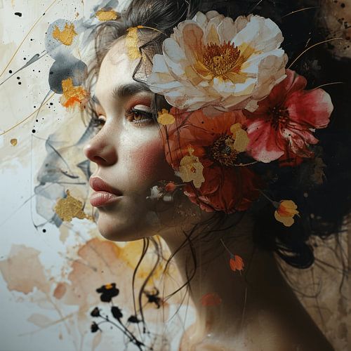 Bloemenmeisje, modern en abstract