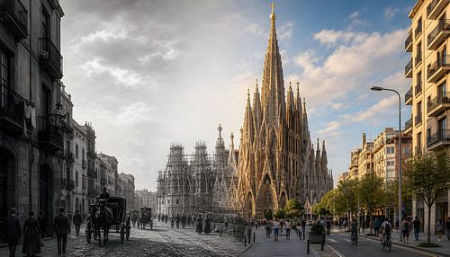 Barcelona – De Sagrada Família Door de Tijd van Betty Maria Digital Art