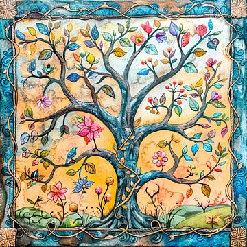 Folkloristische levensboom  van Vlindertuin Art