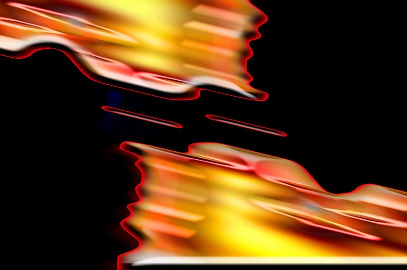 Abstract beeld combinatie van beeldelementen in rood van Karl-Heinz Petersitzke