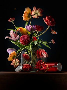 Modern hedendaagse bloemen Stilleven van Sander Van Laar