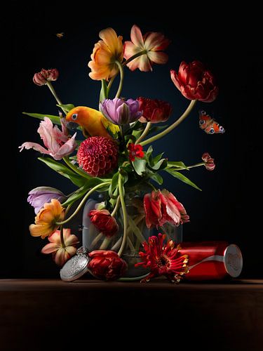 Fleurs contemporaines modernes Nature morte sur Sander van Laar