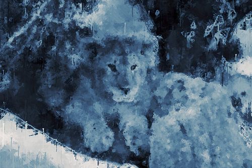 Leeuwenwelpje in de stijl 'Deep Blue'