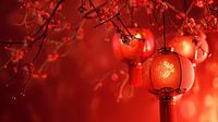 Elementen in het nieuwe jaar rode lantaarns Chinese Aziaten